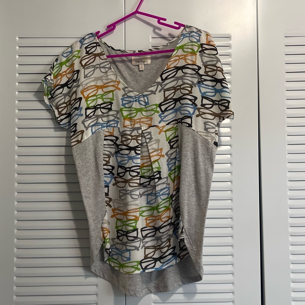 Anthropologie Porridge Whimsical Eye Glasses T-shirt